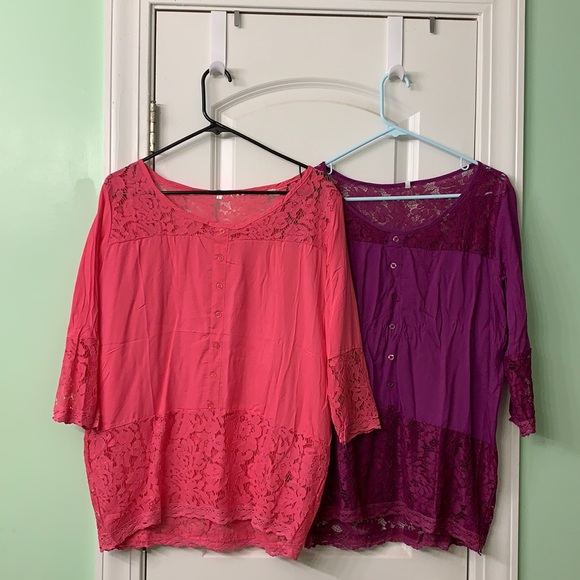 Tops - 2 Lace Tops $10. Size Large. Fits More Like A Medium.